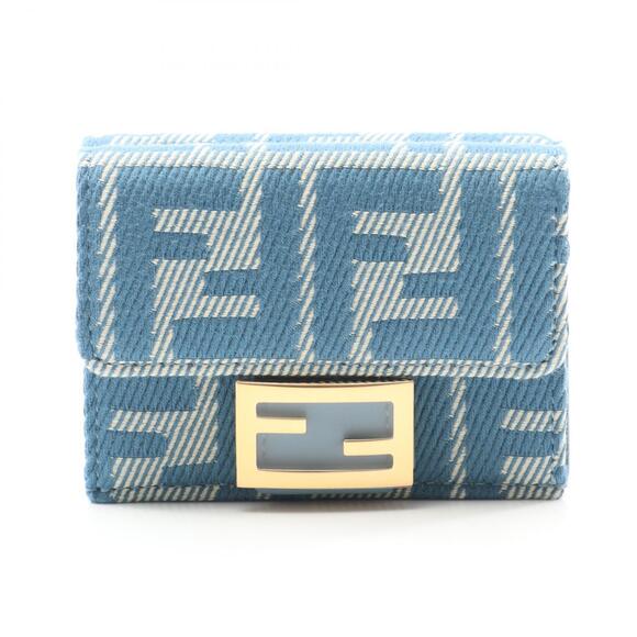 Fendi Handbags - Fendi Baguette Zucca Tri fold Wallet Canvas Blue
